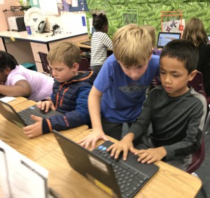 Students using Chromebooks in class